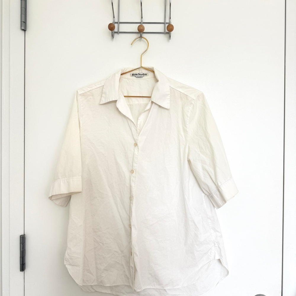 Acne Studios Cream Short-Sleeve Button-Down Shirt
